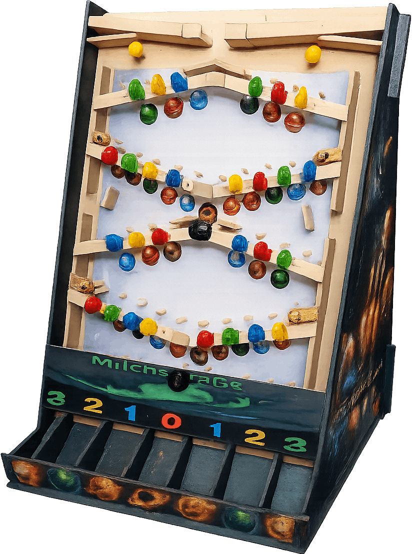 Murmel7 Brettspiel mit bunten Murmeln und Spielfeld